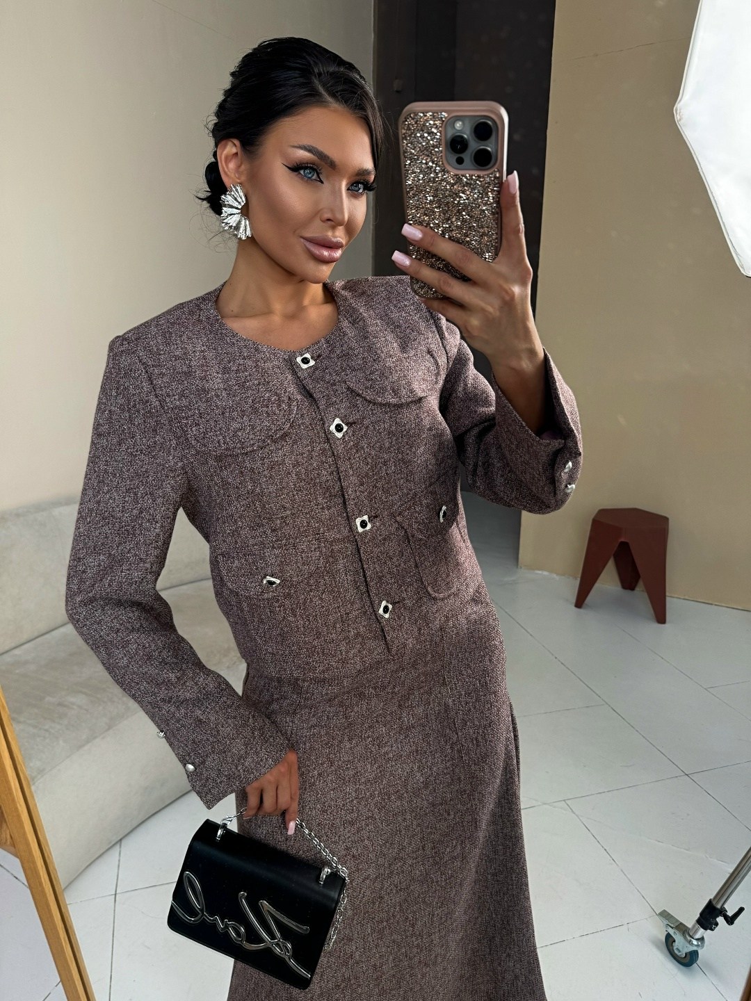 твидовый костюм,твидовый костюм с юбкой,женский твидовый костюм из двух предметов,женский костюм,костюм с юбкой