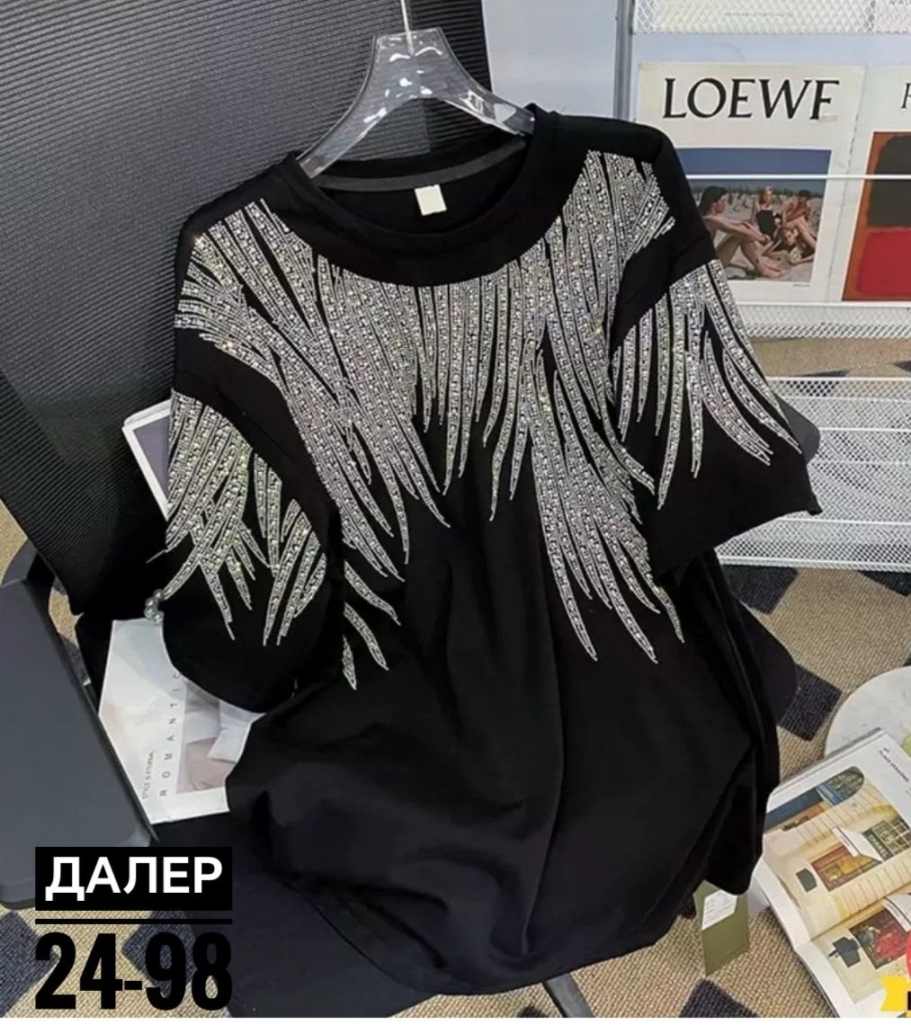 футболки большие размеры со стразами,футболка женская оверсайз со стразами,женские модные повседневные футболки,футболки женская,футболки женская оверсайз