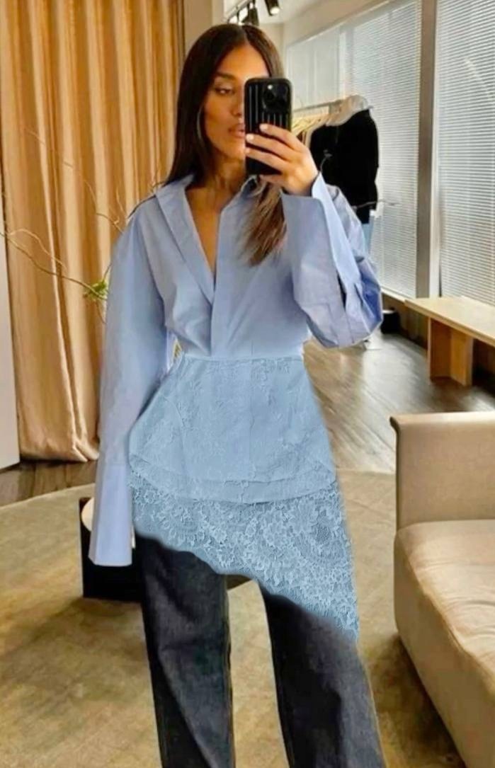 повседневная рубашка,рубашка модная,блузка модная,кружевная рубашка,рубашка с кружевами