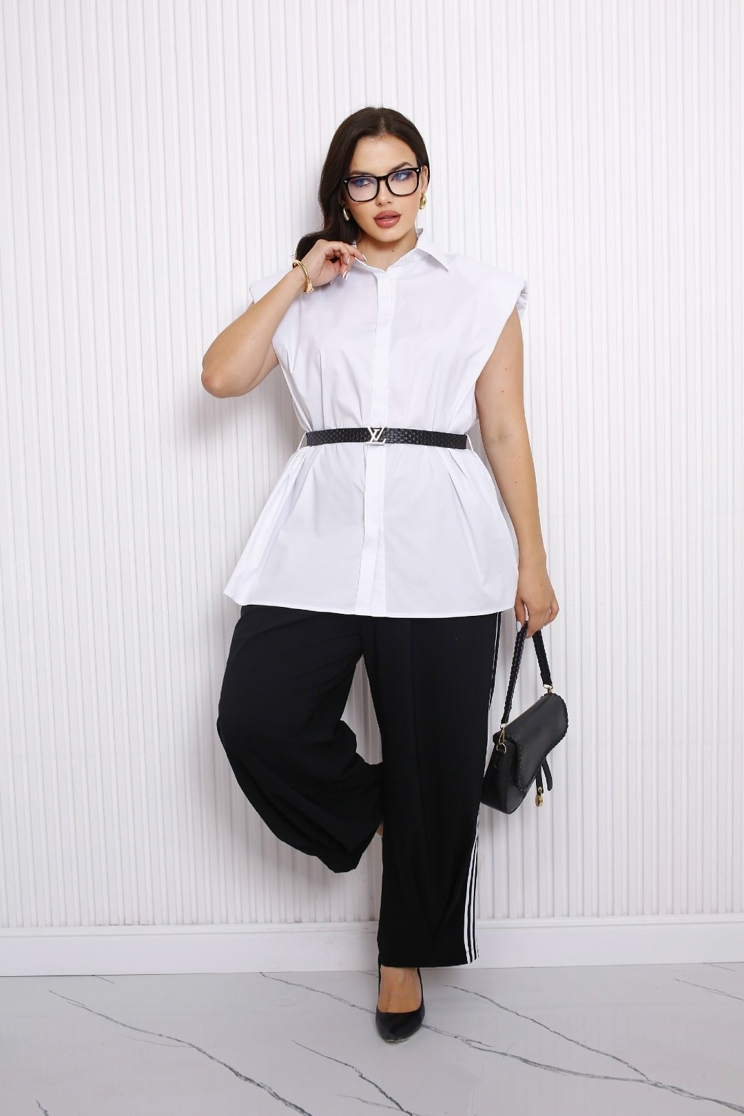 блуза удлиненная,белый брючный костюм,брючный комплект,женский брючный костюм,брюки свободного кроя