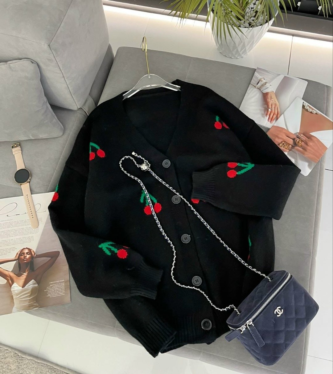 кардиган короткий на пуговицах с вишенками bye kitty,кардиган с вишенками,вязаный кардиган,кардиган,кардиган кофта