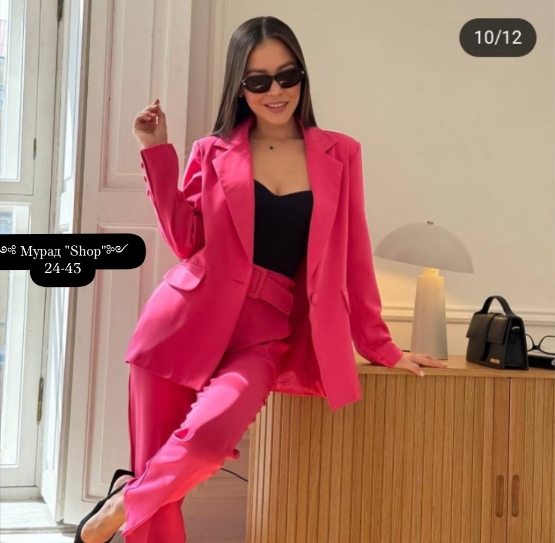 брючный костюм continental fashion 0211-07 фиолетовый,костюм женский,бизарро костюм брючный фуксия,костюм женский фабрични пиджак классический с брюками,брючный костюм