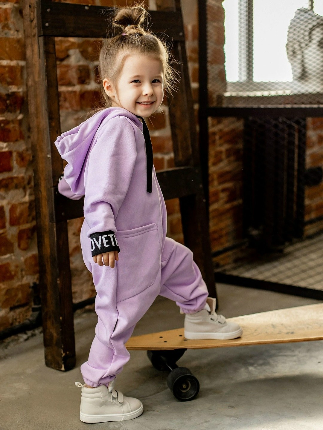 557-23ф комбинезон "баффи", пудра,сиреневый детский комбинезон из футера,комбинезон детский,комплект комбинезон,комбинезон для девочек