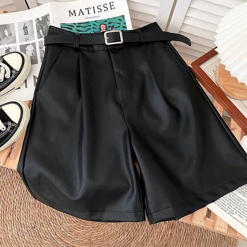 шорты женские кожаные,шорты женские из пу кожи с завышенной талией,кожаные шорты,шорты из искусственной кожи с высокой талией,шорты женские из экокожи