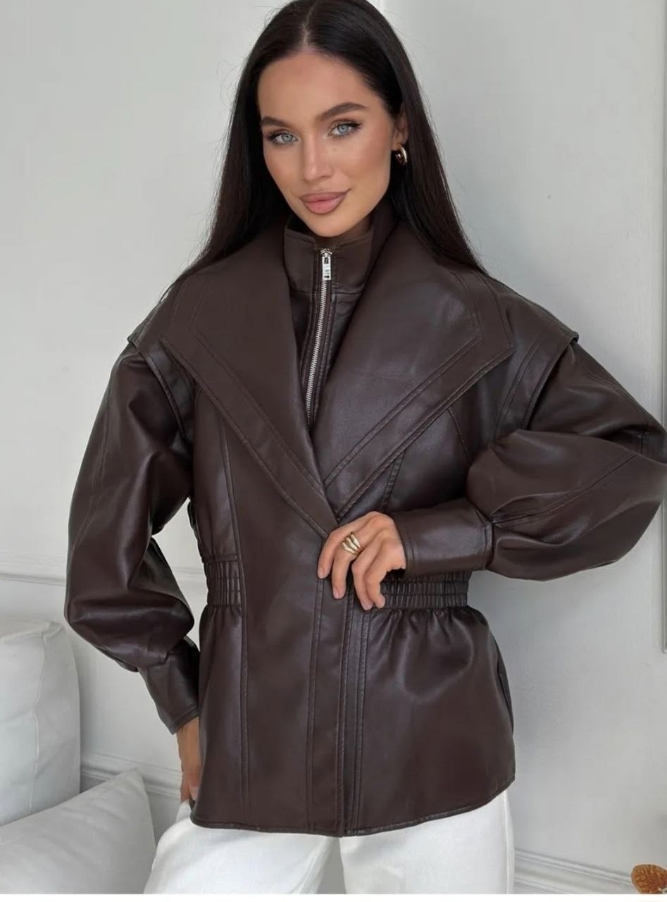 кожаная куртка,куртка из экокожи,куртка косуха,косуха оверсайз,кожаный бомбер