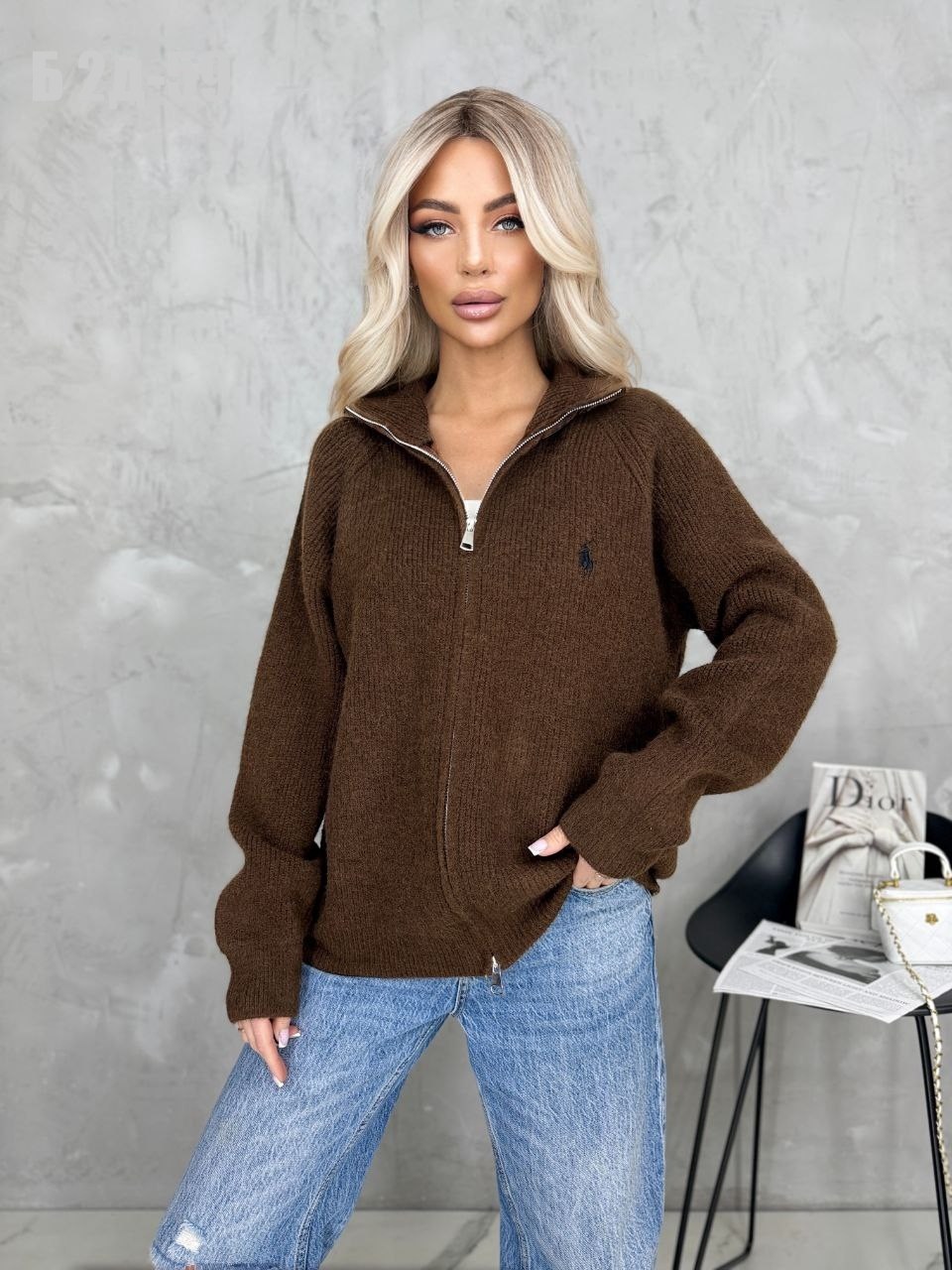 свитер вязаный оверсайз с горлом и молнией dh fashion,кофта вязаная,женская кофта,модная кофта,свитер оверсайз кофта