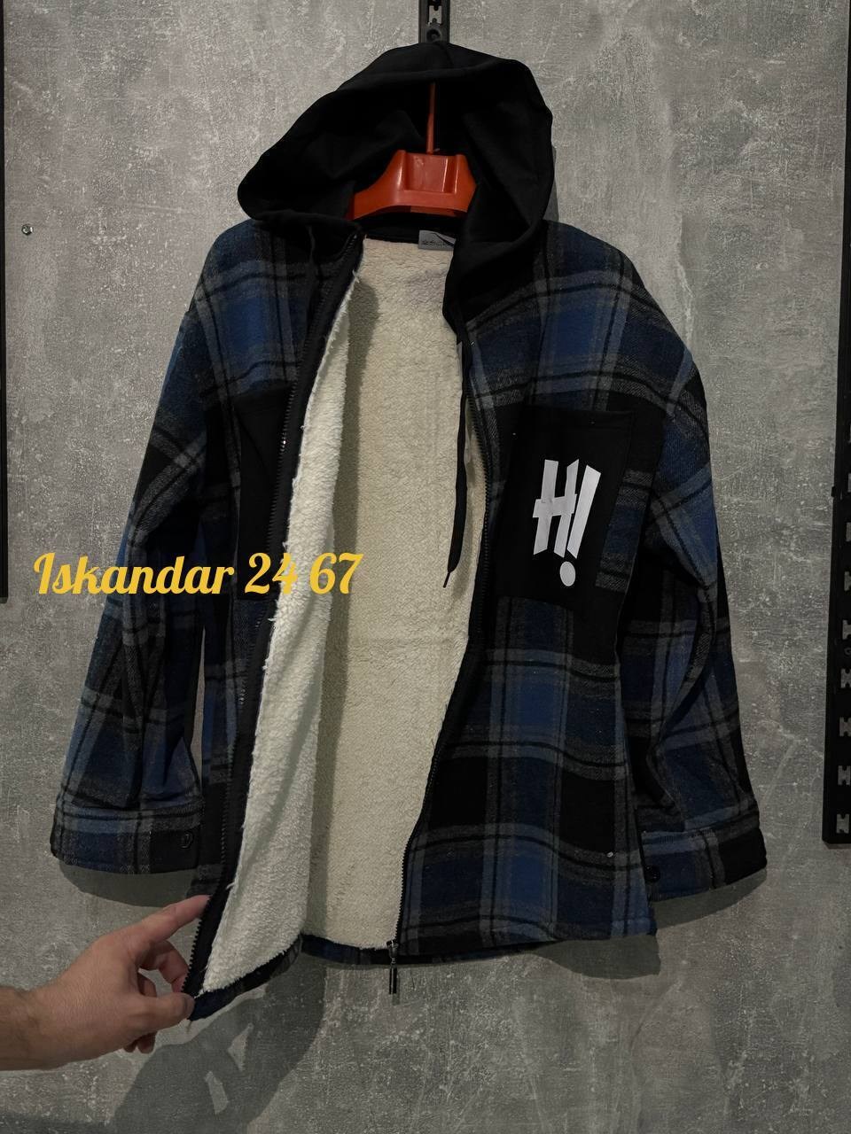 рубашка с капюшоном,рубашка в клетку с мехом,теплая рубашка,рубашка мужская с капюшоном
