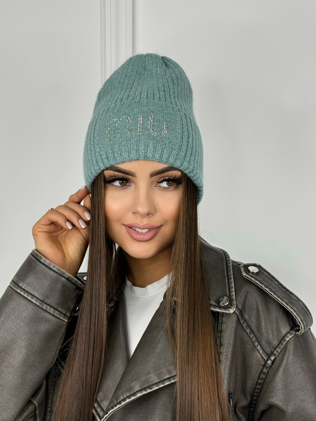 женская шапка,шапка-бини,шапка бини curanni,шапка,шапка голубая