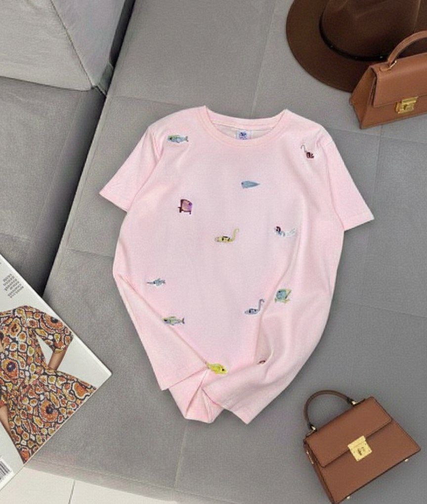 летние футболки,футболки для женщин,футболки с вышивкой,футболки модные,футболка в корейском стиле