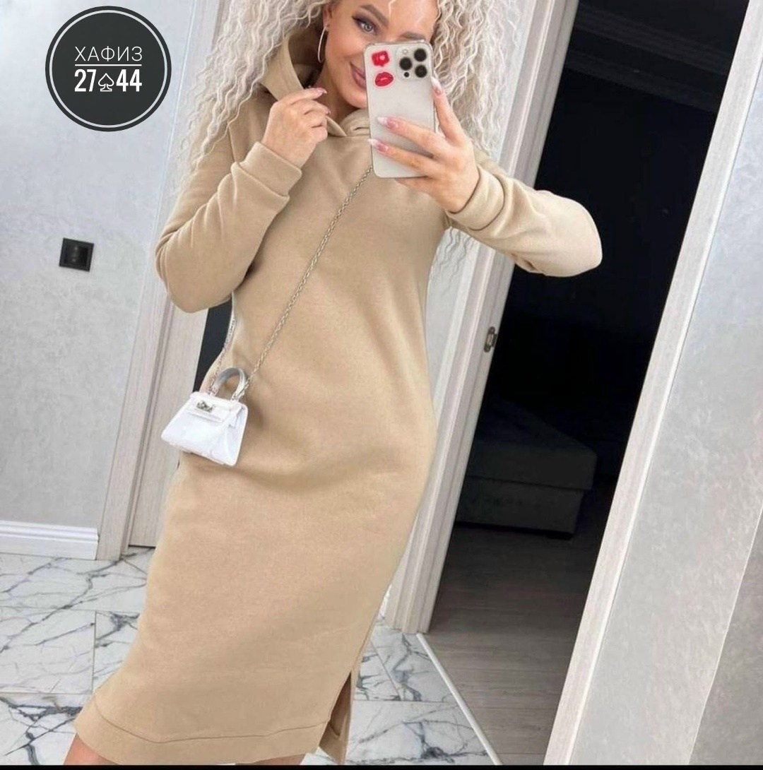 платье спортивное женское с капюшоном,теплое платье с капюшоном в спортивном стиле,платье-худи,теплое платье с капюшоном,платье с капюшоном