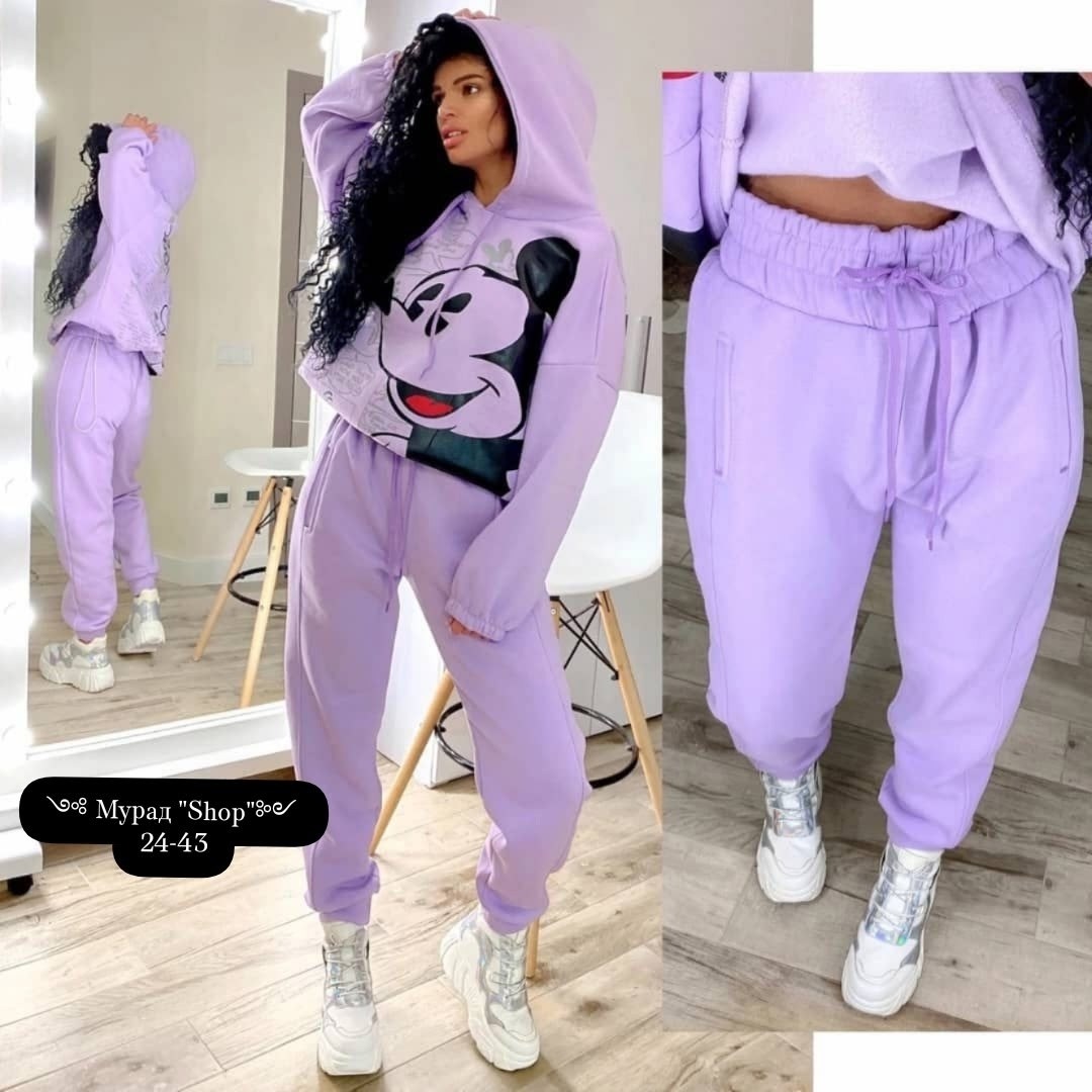 костюм женский спортивный на флисе,костюм теплый,костюм женский,спортивный костюм с микки маусом женский,костюм спорт