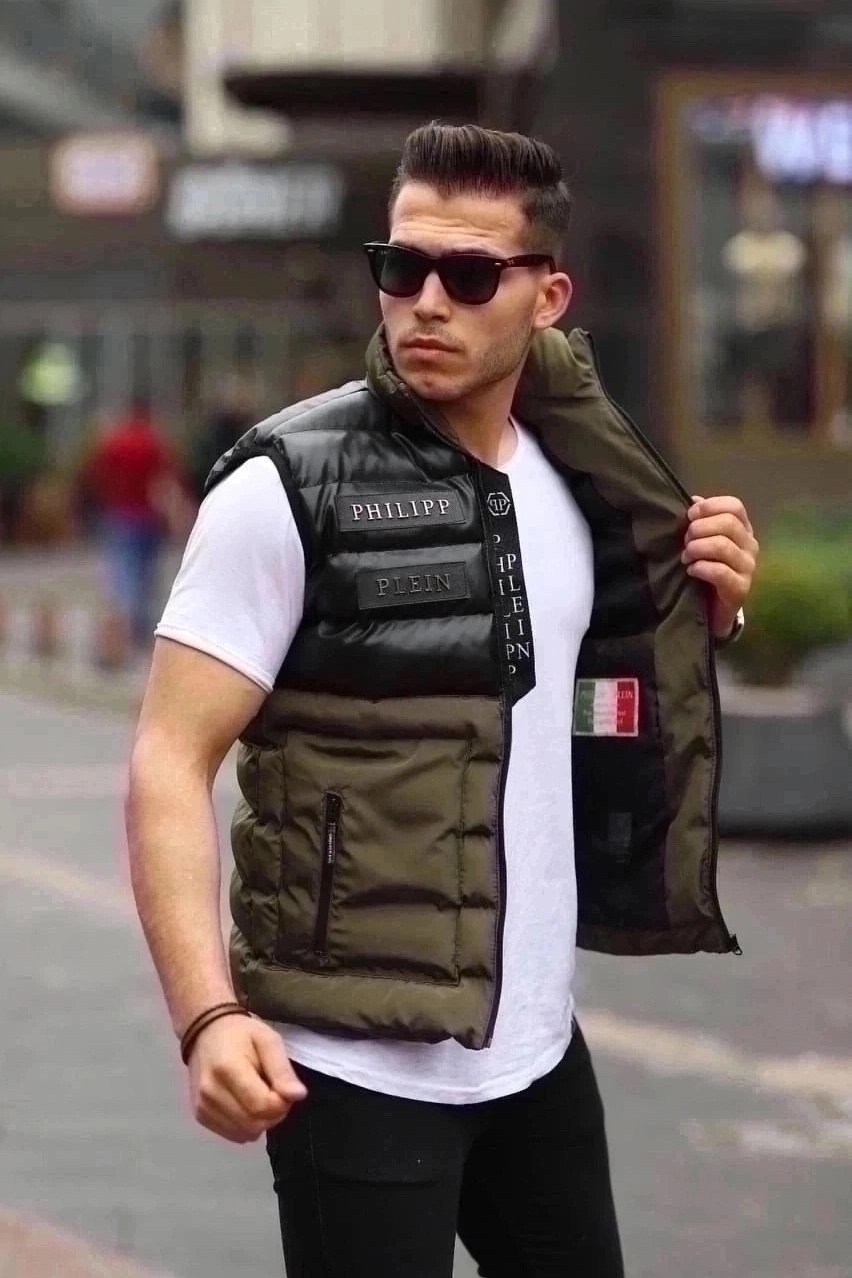 жилетка мужская,мужские жилеты,мужские жилетки philipp plein,жилетка чоловіча безрукавка брендова мужская,брендовая мужская жилетка philipp plein в черном цвете