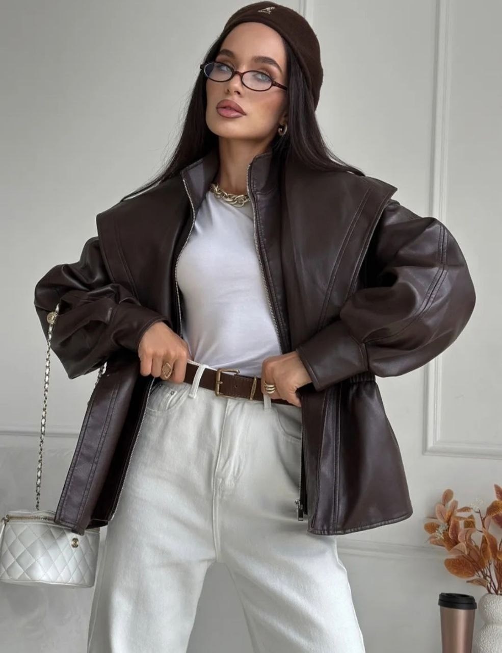 кожаная куртка,куртка из экокожи,куртка косуха,косуха оверсайз,кожаный бомбер