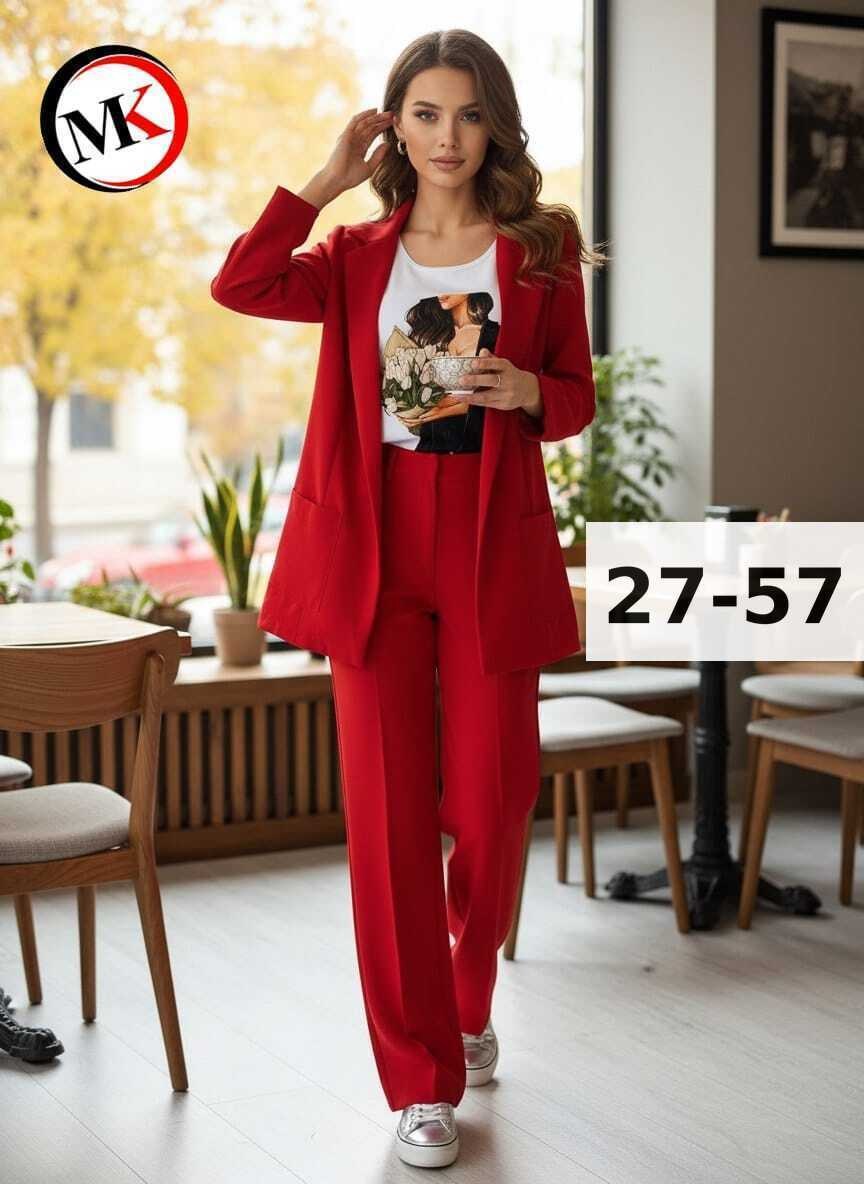 брючный костюм vilena 974 красный,брючный костюм,брючный костюм милора стиль 1208 красный тройка,женский брючный костюм,брючный костюм красный