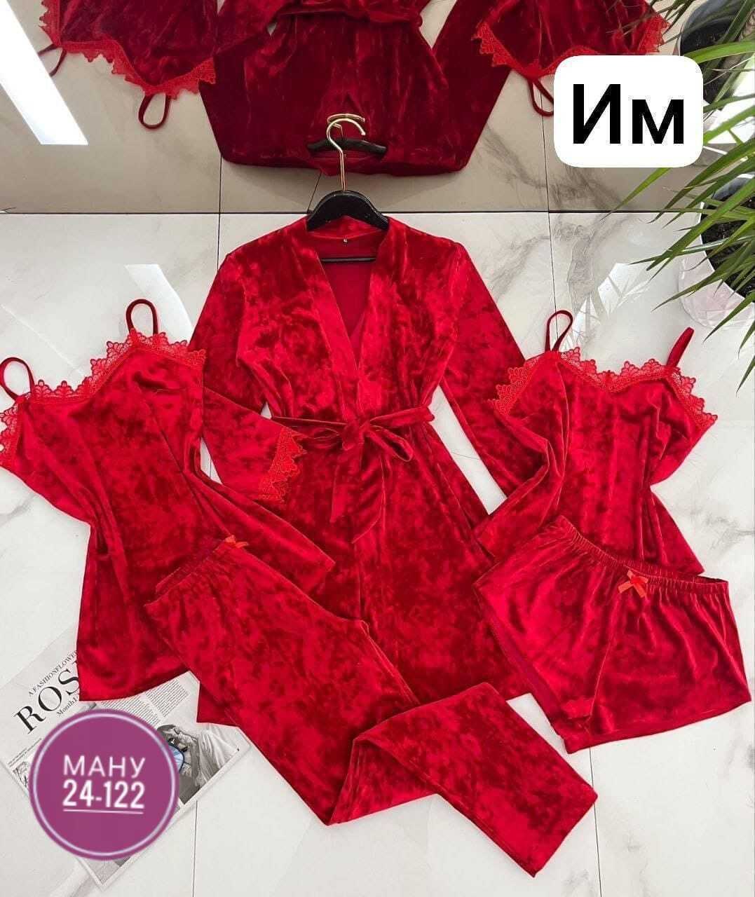 пижама комплект 5 в 1,женская пижама комплект,пижама комплект,бархатная пижама комплект,пижама велюр