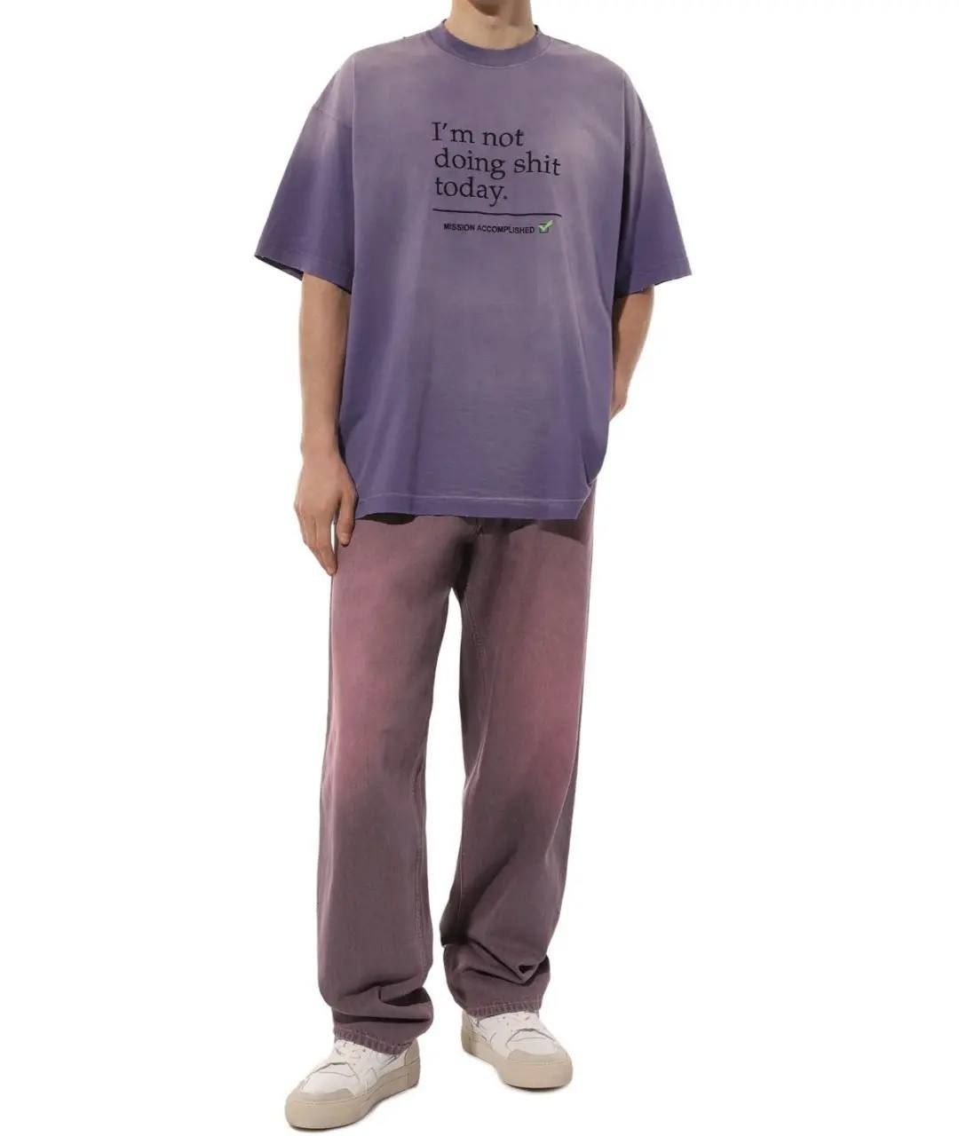 vetements фиолетовая хлопковая футболка,vetements футболка
