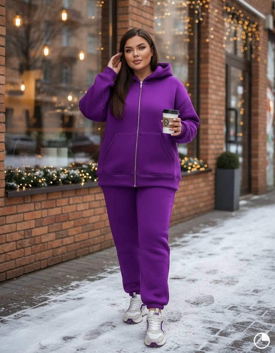 женский спортивный костюм больших размеров,спортивные костюмы женские,костюм на флисе,костюм фиолетовый,костюм спортивный prewoman большие размеры