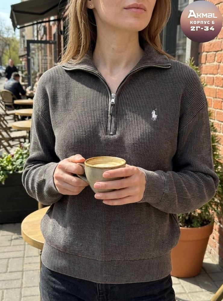 женская кофта,серый джемпер,женский свитер,свитер с горлом на молнии оверсайз kk fashion,свитер