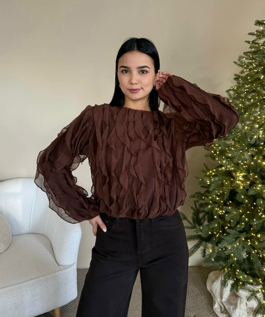 блузка с оборками,модная блузка,женская блузка,кружевная блузка,блузка повседневная