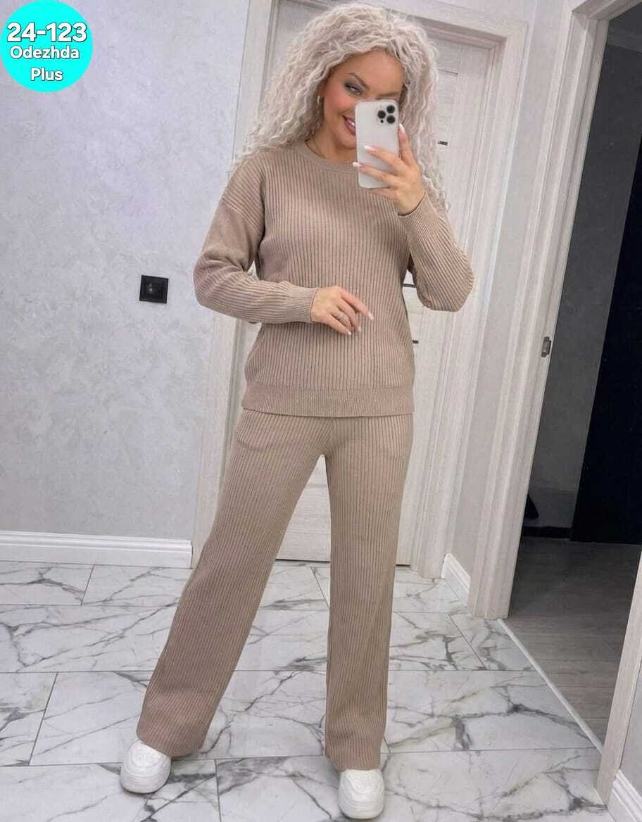 вязаный костюм с брюками палаццо,костюм женский,костюм трикотажный,вязаный брючный костюм,костюм двойка кашемир