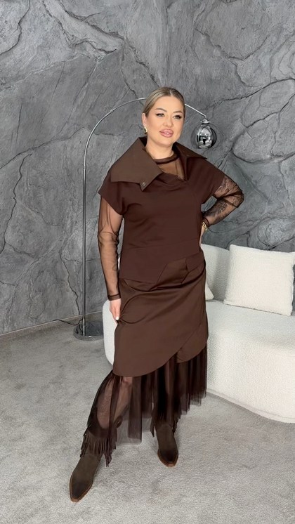 wisell костюм к5-5307/3,костюм к5-5307/3 коричневый,эффектный костюм к5-5307/3,костюм к5-5307/3,стильное платье