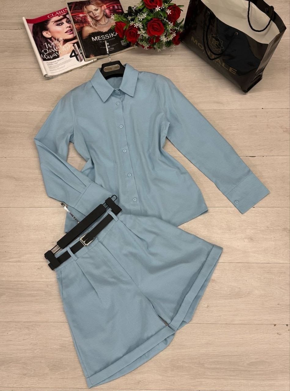 костюм шорты и рубашка лен женский,льняной костюм с шортами,летний костюм шорты и рубашка,костюм шорты и рубашка,костюм лен женский с шортами