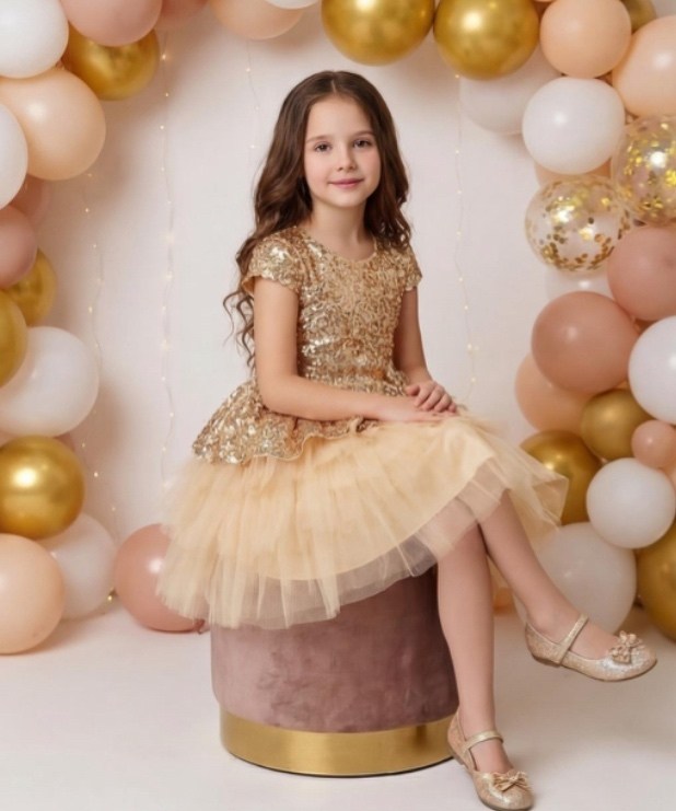 mixie girl's gold tulle evening dress,платье для девочки,платье праздничное золотое mixie kids fashion,платье для принцесс,золотистое платье для девочки