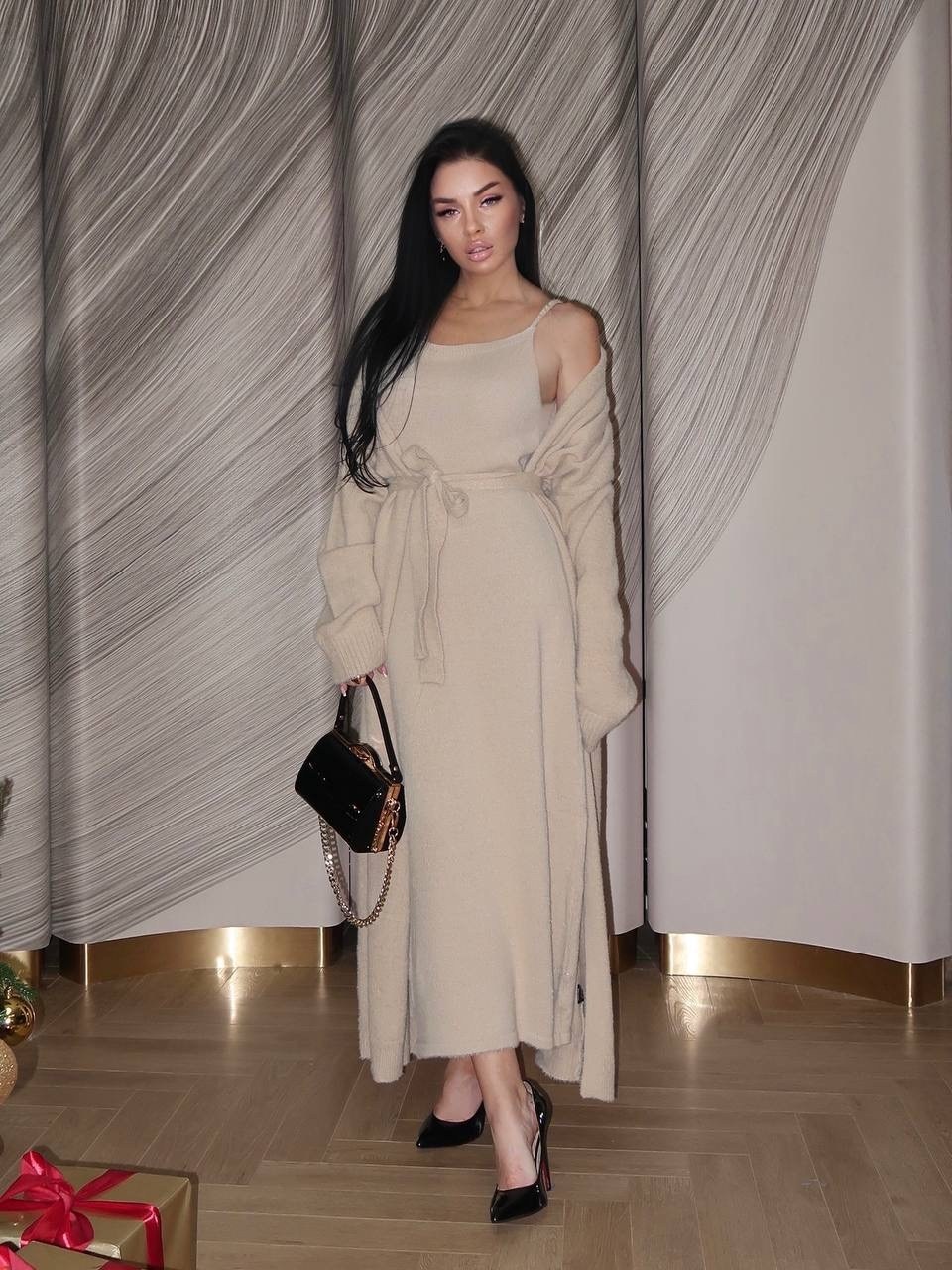 комплект кардиган длинный оверсайз и платье top.baby.girl,платье лапша с кардиганом,трикотажное платье с кардиганом,кардиган и платье,кардиган и платье двойка