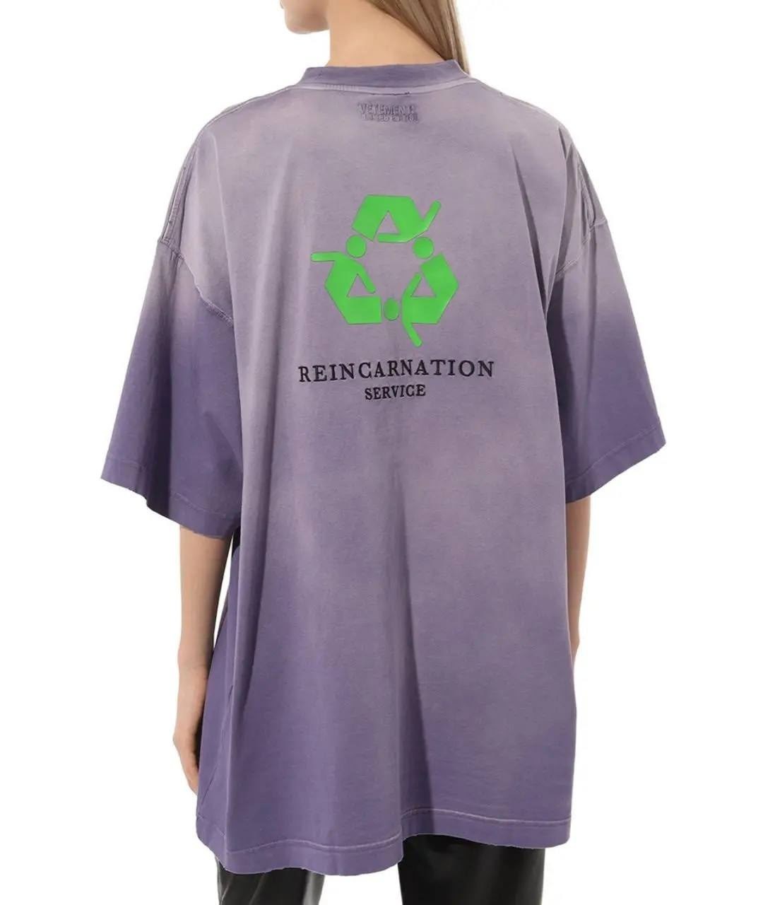 vetements фиолетовая хлопковая футболка,vetements футболка