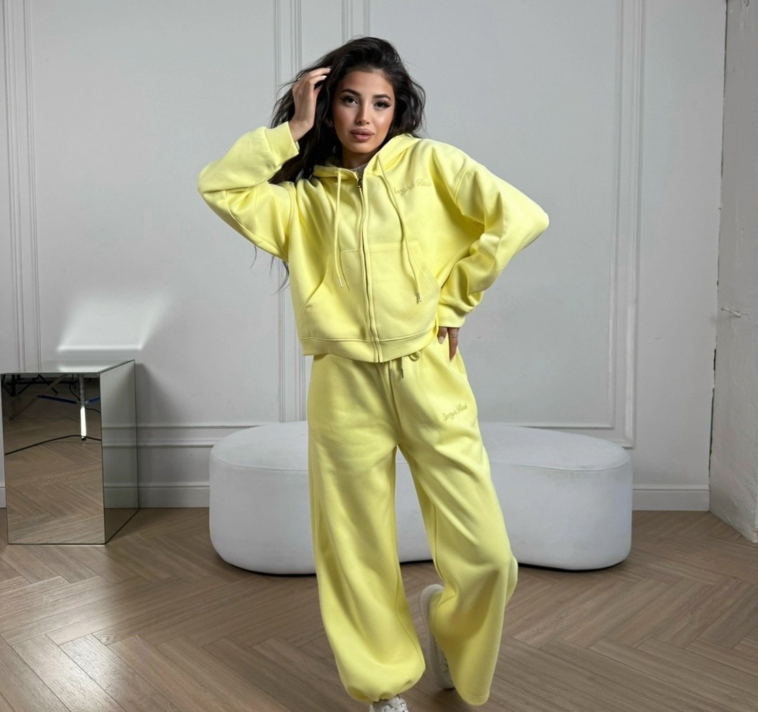 желтый костюм,спортивный костюм лимонного цвета,костюм худи,спортивные костюмы женские,костюм лимонный лен