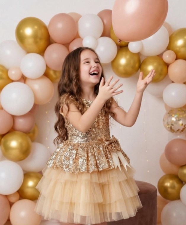 mixie girl's gold tulle evening dress,платье для девочки,платье праздничное золотое mixie kids fashion,платье для принцесс,золотистое платье для девочки