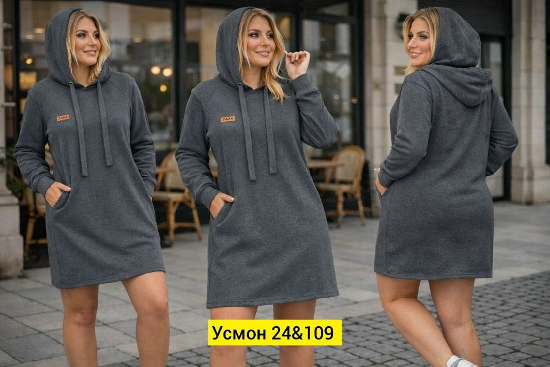 платье женская,платье на флисе,платье теплое,платье женское с капюшоном,платье туника