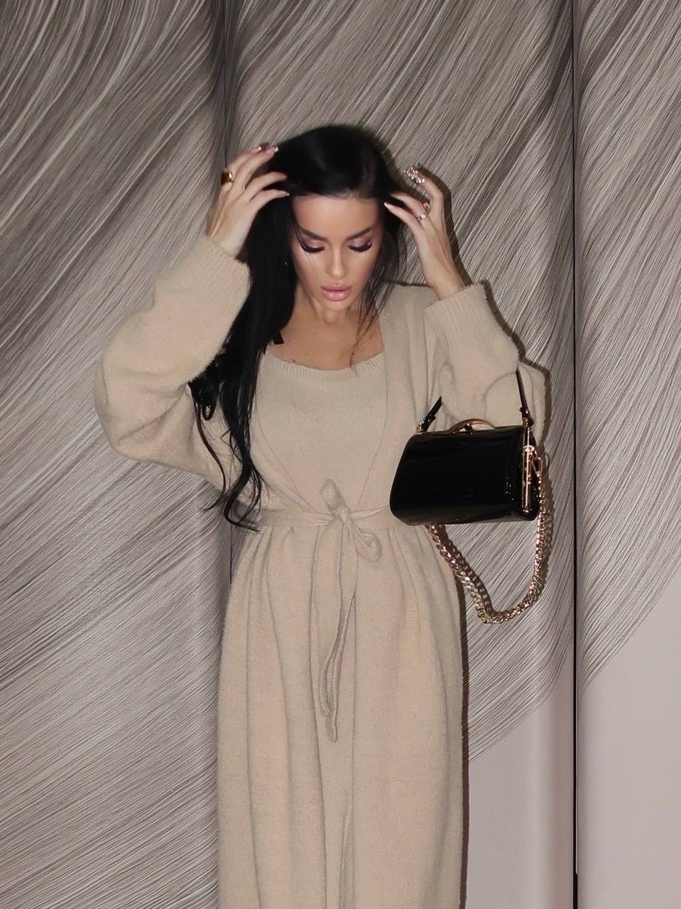 комплект кардиган длинный оверсайз и платье top.baby.girl,платье лапша с кардиганом,трикотажное платье с кардиганом,кардиган и платье,кардиган и платье двойка