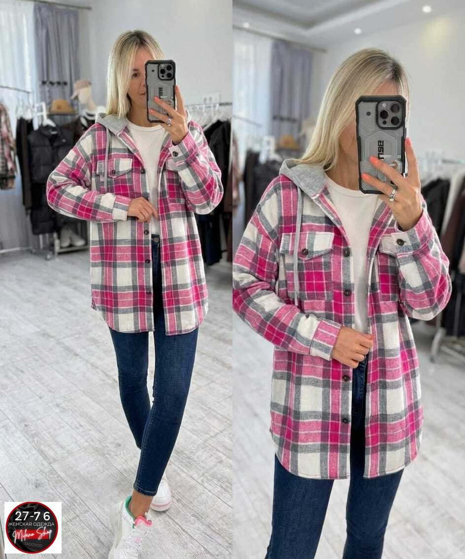 женская рубашка,рубашка с капюшоном,рубашка теплая,рубашка в клетку женская,рубашка оверсайз теплая в клетку удлиненная amy store