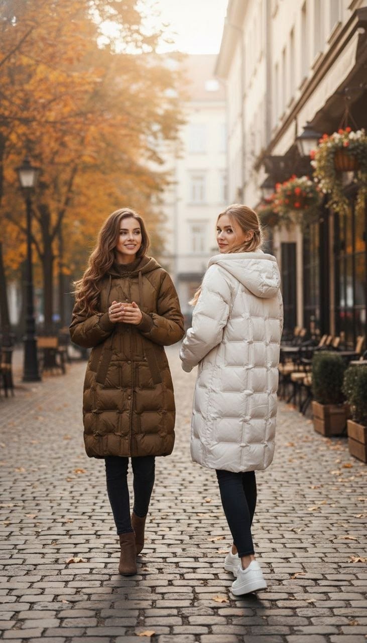 двусторонний пуховик,модные пуховики,финский пуховик йотсен,женский пуховик,пуховик коричневый