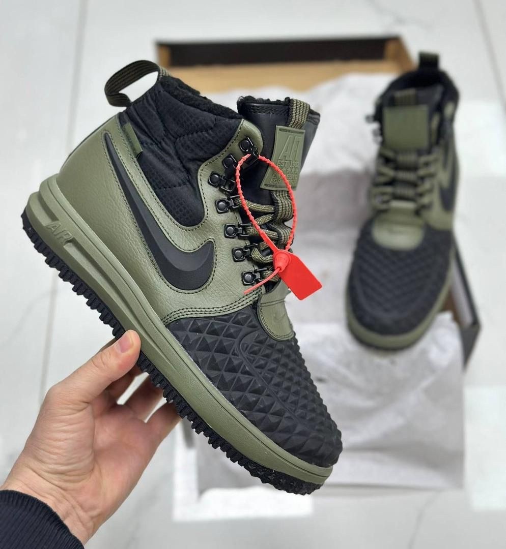 кроссовки nike lunar force 1 duckboot,кроссовки nike air force 1 lunar duckboot green зимние с мехом,nike lunar force 1 duckboot,кроссовки nike lunar force 1 duckboot зимние зеленые,кроссовки nike lun