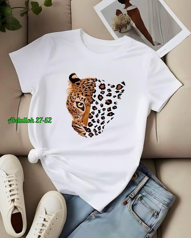 женская футболка,футболка с леопардом,футболка с леопардовым принтом,стильная футболка с принтом,футболки модные
