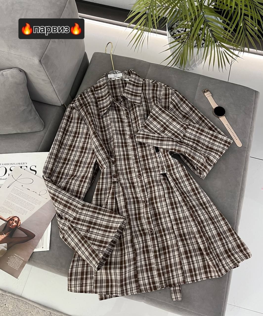 женская рубашка в клетку,рубашка платья,костюм с юбкой и рубашкой,платье в клетку,рубашка jirunlian 2357 удлиненная в клетку с необработанным краем
