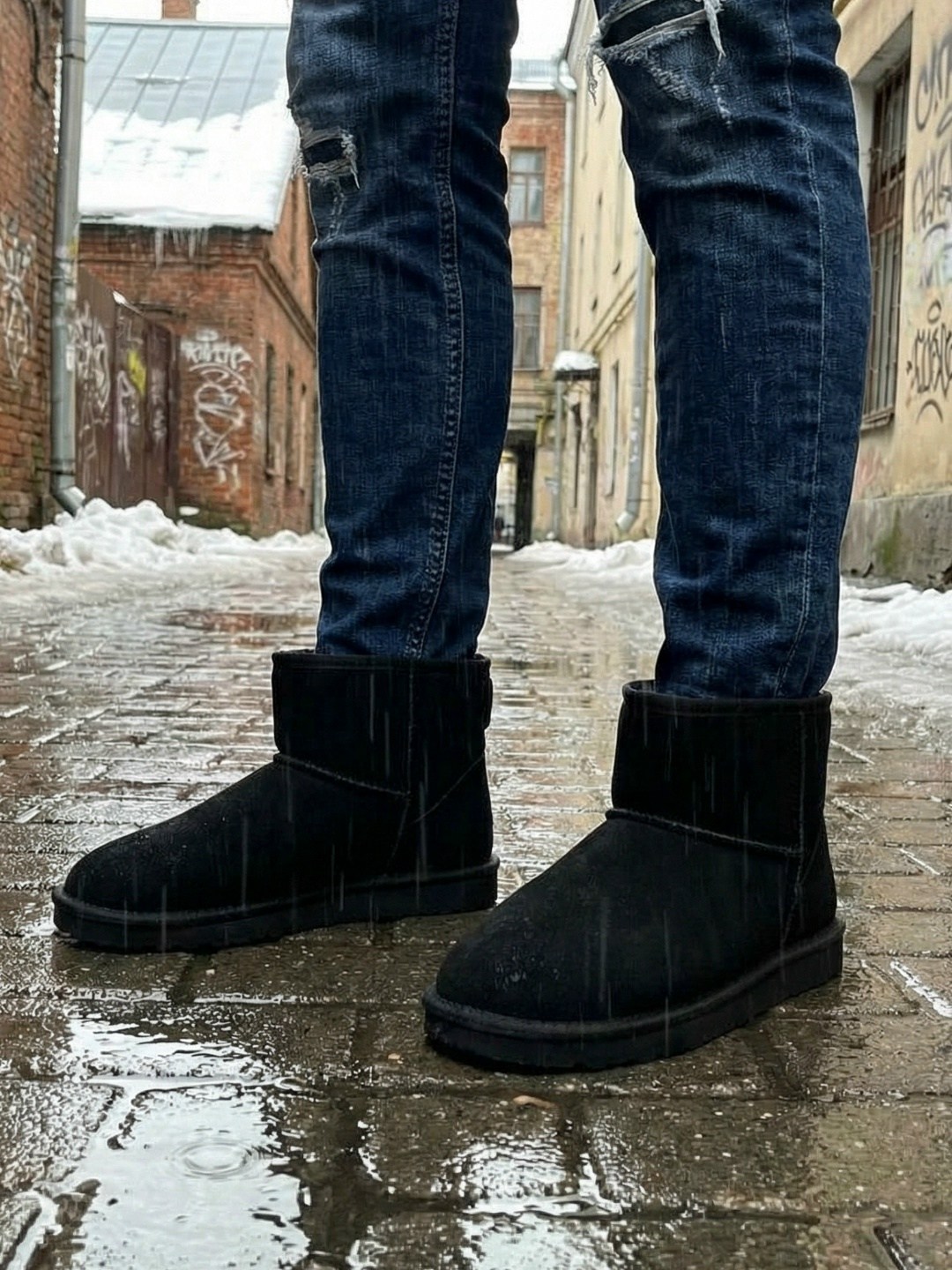 мужские угги ugg classic mini зимние черные,угги чёрные кожаные,мужские угги,,мужские зимние угги