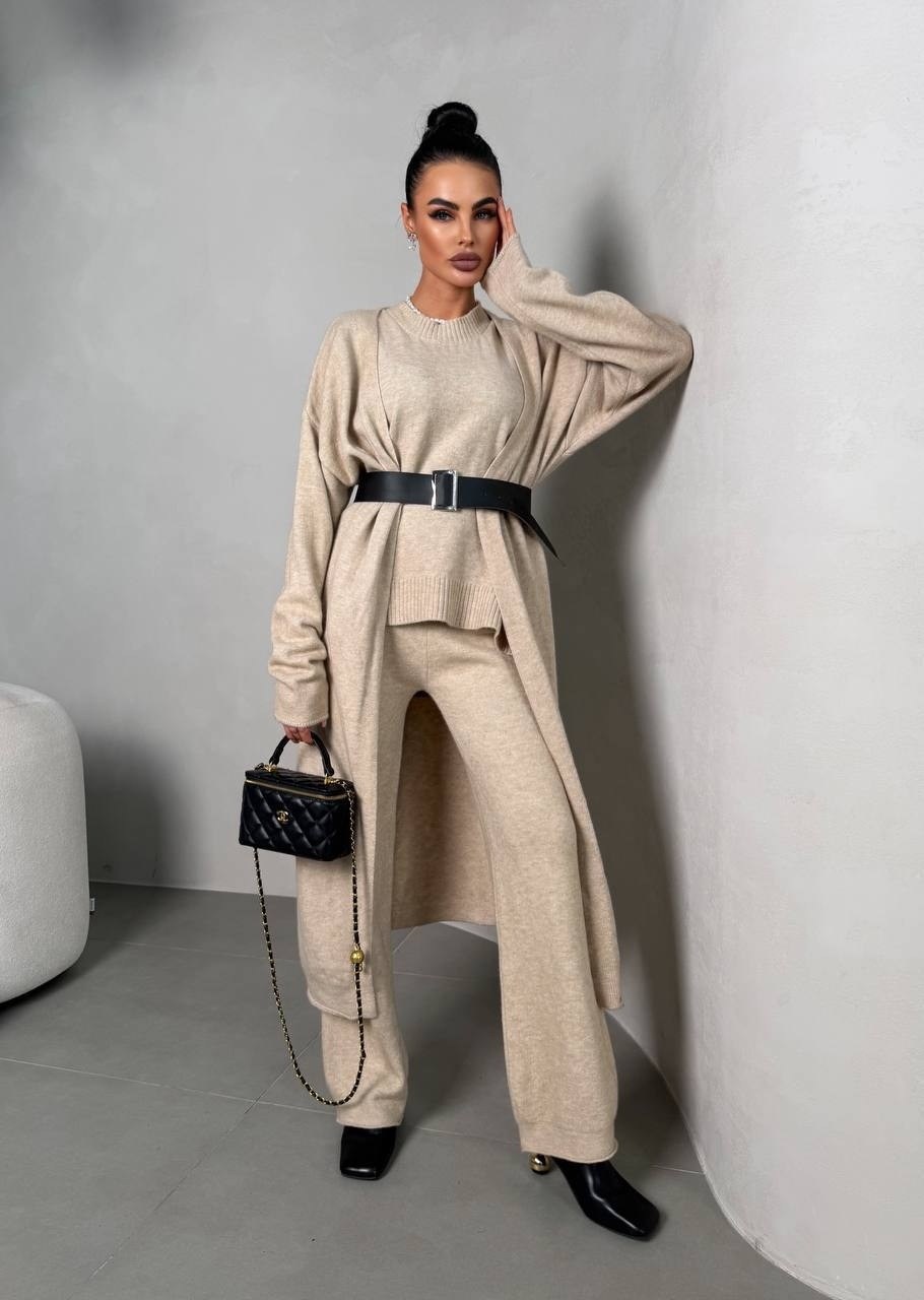 стильные костюмы,трикотажные костюмы,трикотажный костюм с кардиганом,женский костюм тройка,костюм тройка