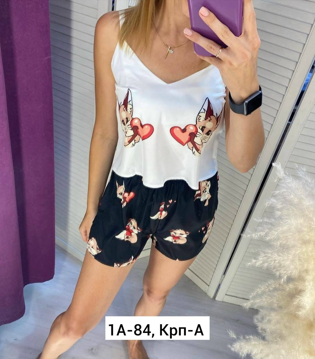 пижама с лисичками,пижама женская шелковая с лисичками,пижама для женщин шелковая с изображением лисы,пижама лисичка из шелка,пижама с лисами женская