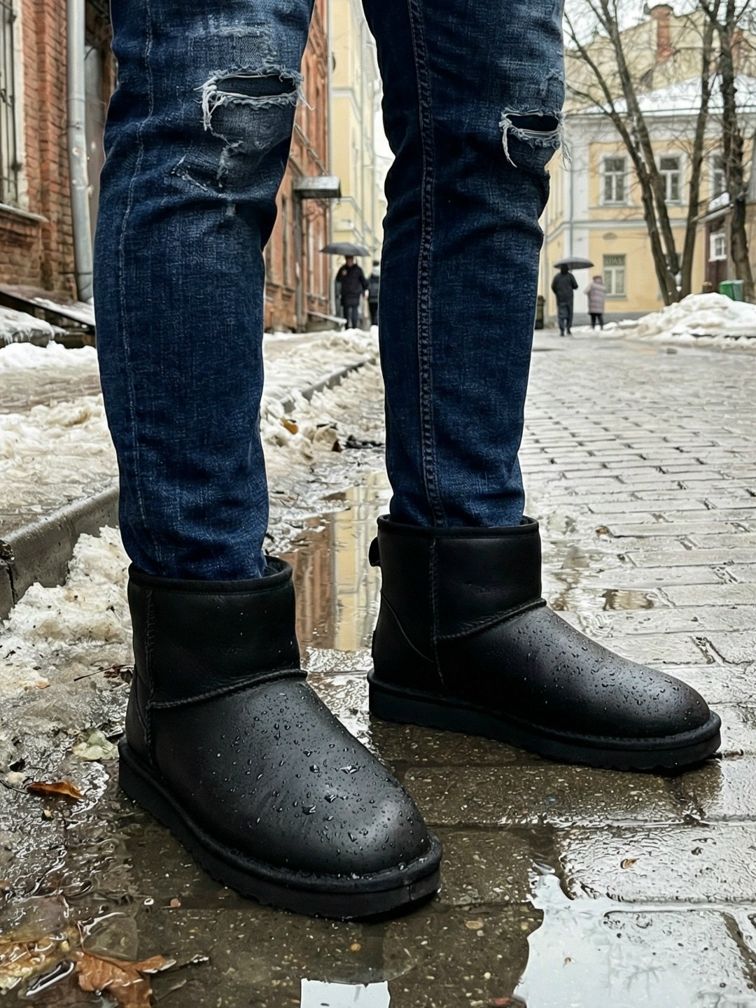 мужские угги ugg classic mini зимние черные,угги чёрные кожаные,мужские угги,,мужские зимние угги