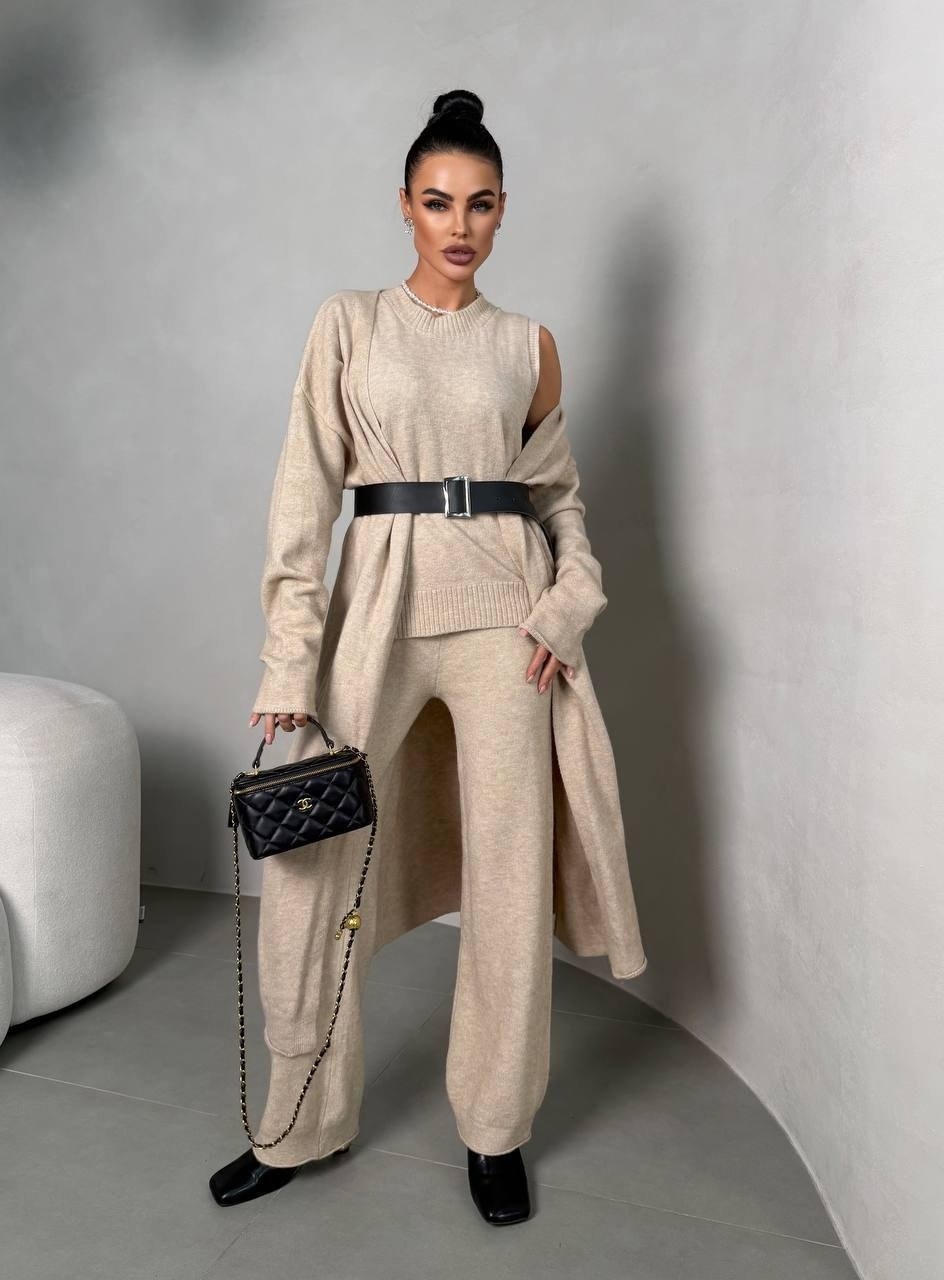 стильные костюмы,трикотажные костюмы,трикотажный костюм с кардиганом,женский костюм тройка,костюм тройка