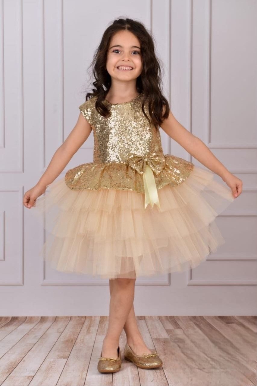mixie girl's gold tulle evening dress,платье для девочки,платье праздничное золотое mixie kids fashion,платье для принцесс,золотистое платье для девочки