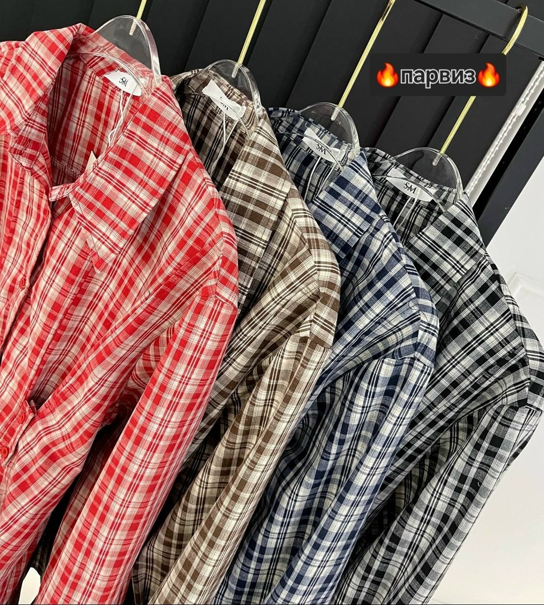 женская рубашка в клетку,рубашка платья,костюм с юбкой и рубашкой,платье в клетку,рубашка jirunlian 2357 удлиненная в клетку с необработанным краем