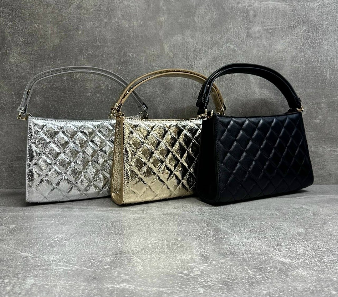 сумка,стеганая сумка,модная сумка,женская сумка,сумка стеганая шоппер серебристая