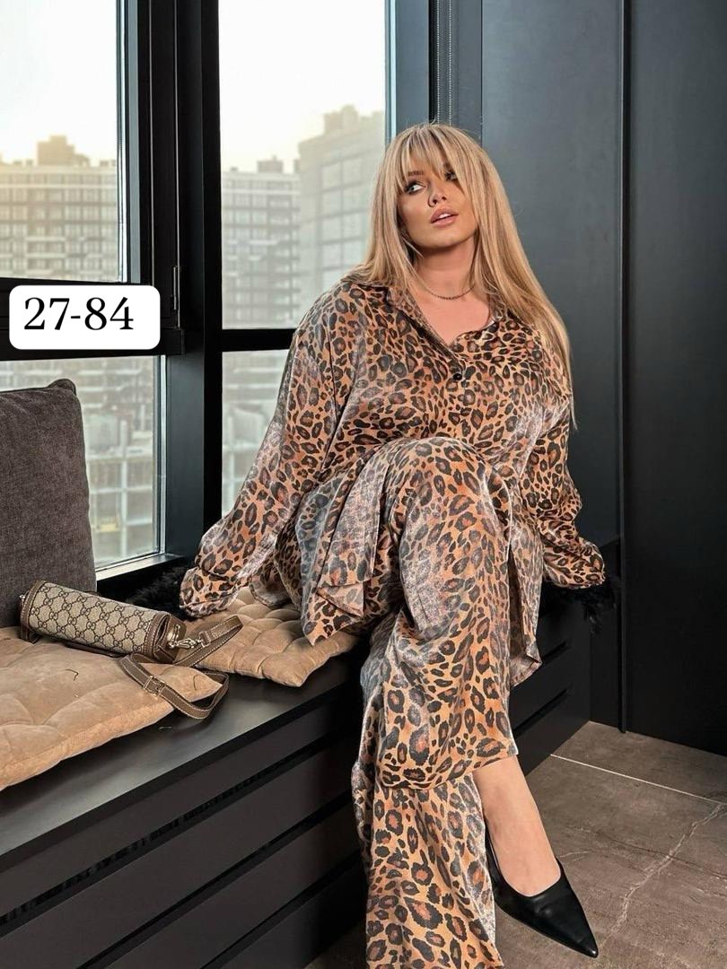 спортивный костюм теплый брючный леопардовый majiko,брючный костюм,женский костюм,женский леопардовый костюм,брючный костюм с перьями