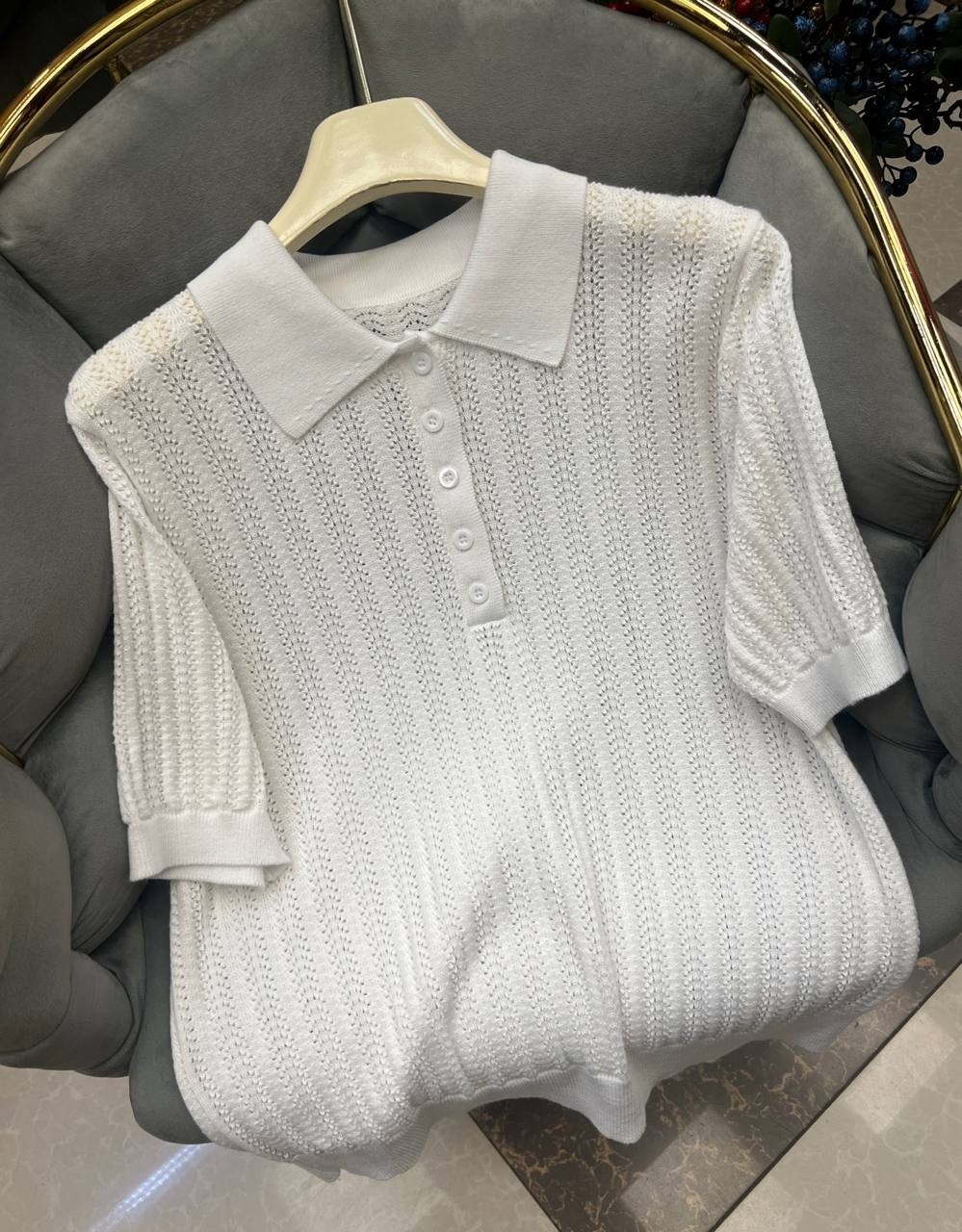 женская кофта,женская кофточка,вязаная рубашка,вязаная футболка,рубашка-поло