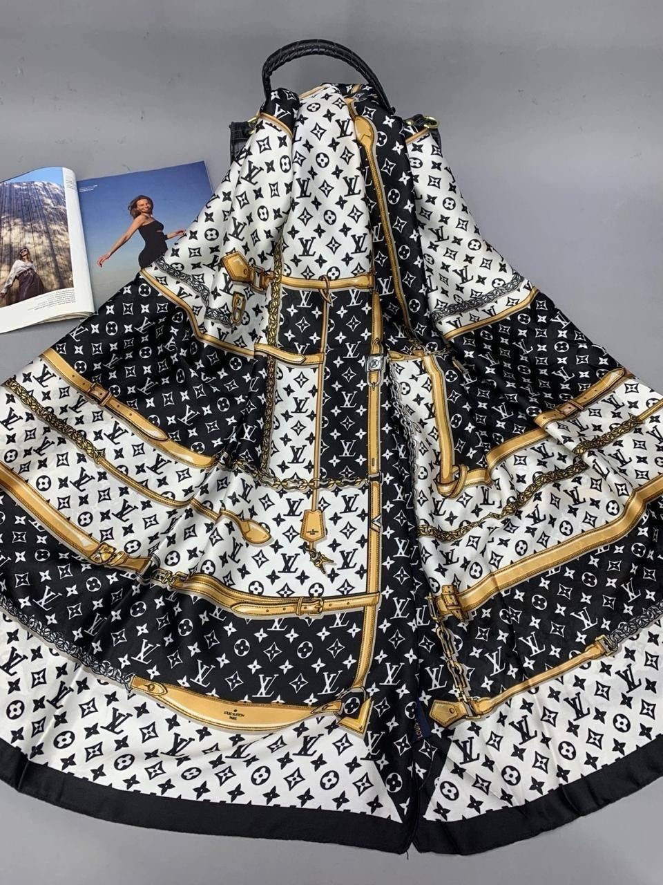 брендовый женский палантин louis vuitton,брендовый палантин,шарф шелковый,брендовый платок,шелковые платки