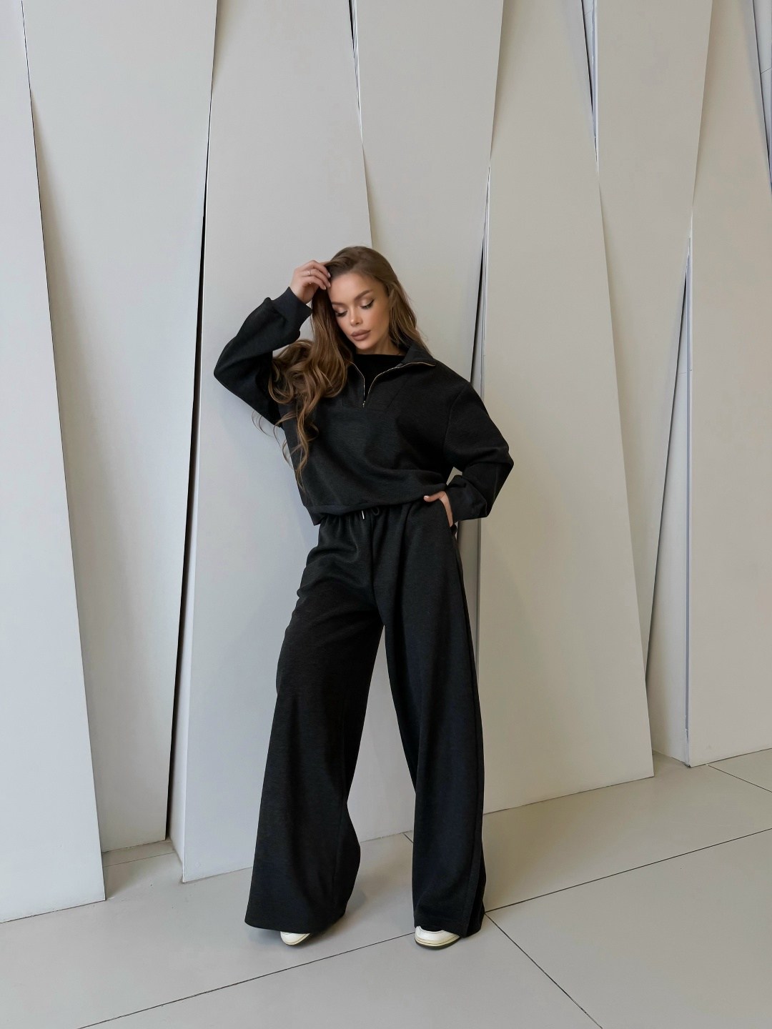 спортивный костюм оверсайз voi-fashion,брючный костюм,костюм с брюками,женский костюм с брюками,костюм брюки и кофта